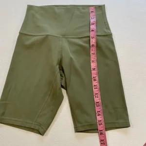 Lululemon High Rise Biker Shorts Women Size 4 Olive Green Stretch Athletic thumbnail 4