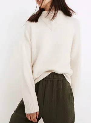 Madewell Neutral Clean Chic Minimalistic Dillon Mock Neck Pullover Sweater large thumbnail 1