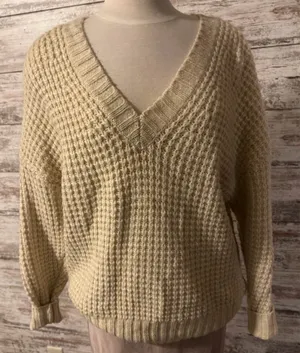 American Eagle V-Neck Sweater Oversized Knit thumbnail 1