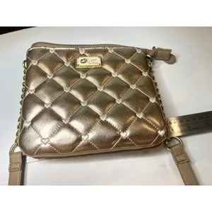 Luv Betsey Johnson rose gold quilted crossbody purse bag metallic hearts chain thumbnail 9