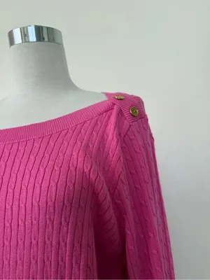 Lauren Ralph Lauren Hot Pink Cable Knit Sweater thumbnail 3