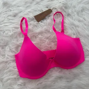 Skims Fits Everybody Scoop Plunge Bra Neon Pink Size 32DD thumbnail 3