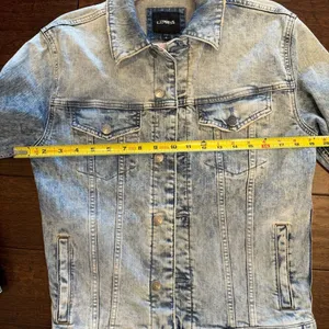 Express sz S 100% Cotton Long‎ sleeve button denim Jean jacket thumbnail 7