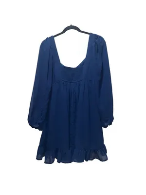 Abercrombie & Fitch Blue Mini Dress Long Sleeve Babydoll Ruffle Hem MP Fairycore thumbnail 2