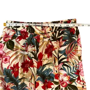 Evolutionary Tropical Floral Wide Leg Pants Boho Vacation Beach‎ Flowy Sz Small thumbnail 3
