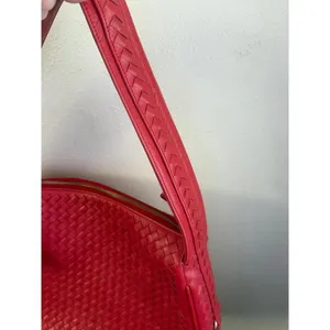 Boutique Leather Purse Red Woven Shoulder Bag Intricate Weaving Tassel Accent thumbnail 4