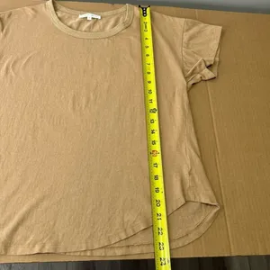 Bohme Minimalist Contemporary Cotton‎ Crew Neck Short Sleeve Top T-shirt Tan Med thumbnail 9