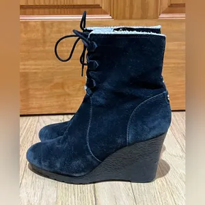 Michael Kors Black Suede Rory Wedge Heel Boots thumbnail 8