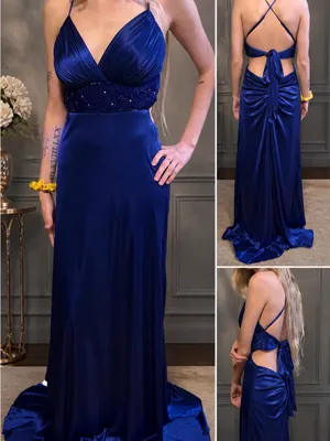 B. Darlin Royal Blue Formal Gown Size 1/2 Junior Prom Dress Side Cutout Ruched thumbnail 2