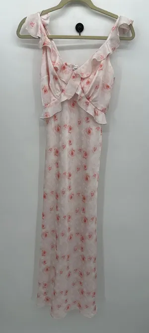 And Now This Y2K Babydoll Maxi Satin Dress Women Floral Romantic Dainty‎ Sz M thumbnail 1