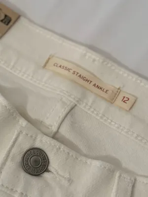 Levi's Womens Classic Straight Ankle Jeans Size 12 White High Rise 5-Pocket thumbnail 4