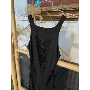 Shane Justin Black Fringe Cutout Bodysuit Runway Catsuit Size M thumbnail 6