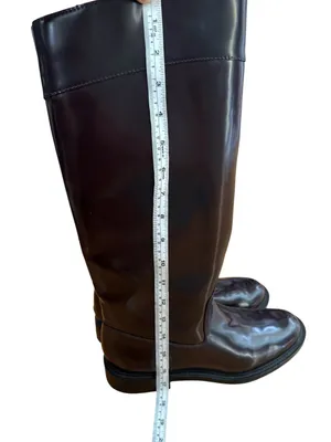ZARA Leather Burgundy Knee High Boots 40 thumbnail 7