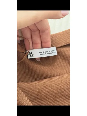 Zara Ribbed One Shoulder Knit Top Brown Ruched Stretch Short Sleeve Size S thumbnail 6