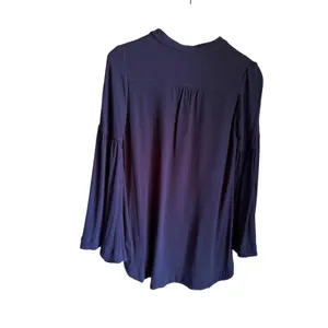Free People Navy Bell Sleeve Henley Blouse XS Boho Rayon Tunic Top thumbnail 5