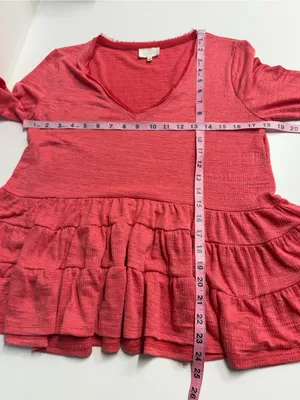 Anthropologie deletta baby doll top long sleeve marled ruffles feminine boho S thumbnail 6
