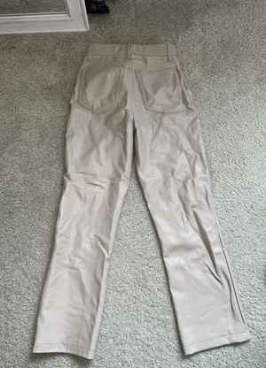Abercrombie Beige Leather Pants thumbnail 3