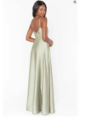 Show Me Your Mumu Women's Size Small Faith Maxi Dress Moss Green‎ Luxe Satin thumbnail 2