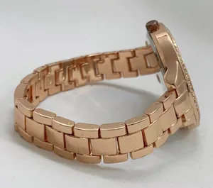 Ladies rose gold tone 40mm rhinestones MOP dial watch bracelet size 7.5” runs thumbnail 5