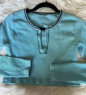 Urban Outfitters Out From Under Light Blue Ribbed Long Sleeve Crop Top XL thumbnail 1