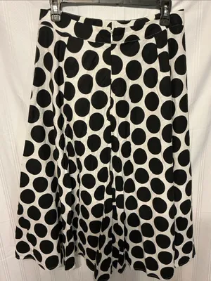 Who What Wear Black & White Polka Dot A-Line Skirt SZ 10 thumbnail 4