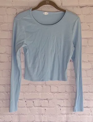 Garage Sky Blue Long Sleeve‎ Top Woman’s Size Large thumbnail 1