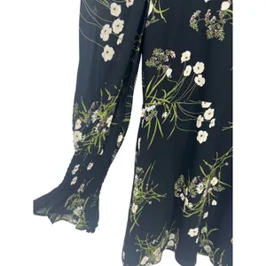 Reformation Archie Floral Print Mini Dress‎ in Black thumbnail 6