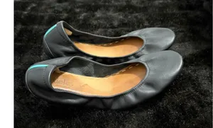 Tieks by Gavrieli Leather Ballet Flats Metallic Gray Women's Size 10 thumbnail 1