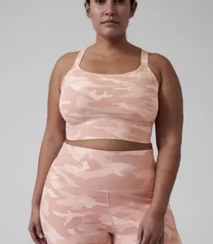 ATHLETA Pink Camo Warrior Longline Sports Bra Size Medium thumbnail 5