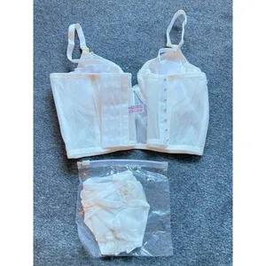 Floral Embroidered Mesh Bustier Set Size 34/75A New Longline‎ Lingerie Thong thumbnail 4