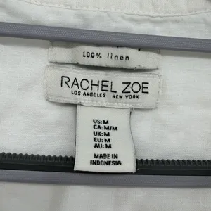Rachel Zoe White 100% Linen Button Front Blouse Long Sleeve Top Womens Medium‎ thumbnail 4