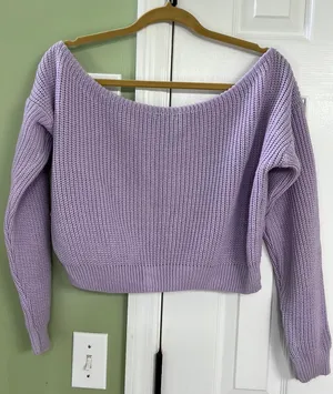 Nasty Gal Purple Off Shoulder, Cropped Sweater thumbnail 2