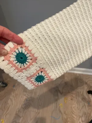 Crochet-Trim White Women's Sweater like new medium thumbnail 3