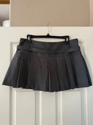 Zara Grey Belted Pleated Mini Skirt   thumbnail 5