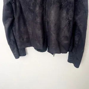 [American Eagle Outfitters] Black Shearling Faux Suede Moto Jacket Size Medium M thumbnail 4