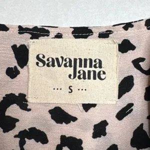 Savanna Jane Leopard Print Floral Embroidered Boho‎ Top Small Tan Black Rose thumbnail 7