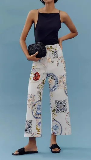 NWT Anthropologie The Colette Cropped Wide-Leg Pants Magic Fabric Edition sz 26 thumbnail 1