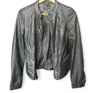 Moto Jacket Black Faux Leather Biker Racer Indie Sleaze Grunge Y2K S thumbnail 1