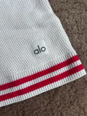 Alo Yoga Tennis Club Knit Sweater Dress white Candy Red Small thumbnail 5