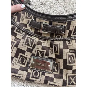 Y2K Monogram Shoulder Bag XOXO Vintage Brown Hobo Purse Retro Logo Print 2000s thumbnail 2