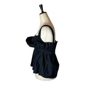 Cleobella Shirt Women XS Black Organic Cotton Ruffle Peplum Desi Tank Top Gothic thumbnail 10