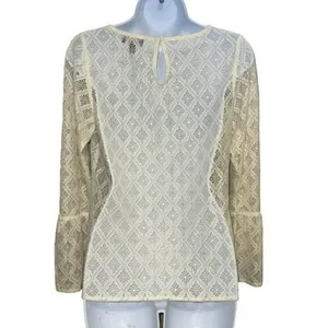 THE LIMITED Ivory Open Lace Crochet Belled Sleeve Top‎ NWOT Size XS thumbnail 5