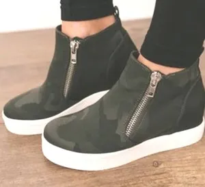 Steve Madden Wedgie Camo Platform Sneaker Bootie High Top Wedge Womens‎ 7M thumbnail 1