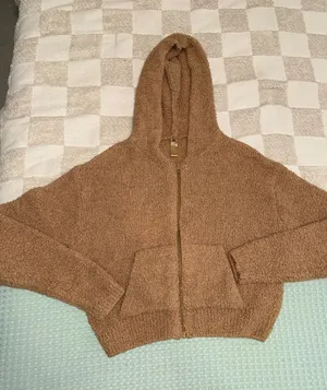 SKIMS Cozy Knit Zip‎ Up Hoodie in camel size S/M thumbnail 1