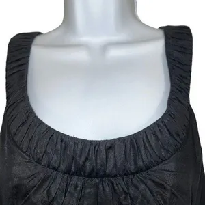 WHITE HOUSE BLACK MARKET Black With Brown Ruched Waist Cotton‎ Silk Dress EUC 4 thumbnail 3