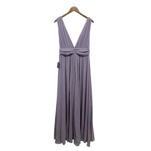 Lulus Heavenly Hues Dusty Purple Chiffon Pleated Maxi Dress size Large NWT thumbnail 5