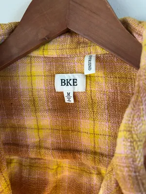 BKE | Boyfriend Style Yellow Plaid Flannel thumbnail 2