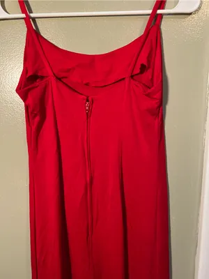 Vintage Women’s Sz 6 Midi Dress Sleeveless Red Square Neck A-Line Zip Back Union thumbnail 7