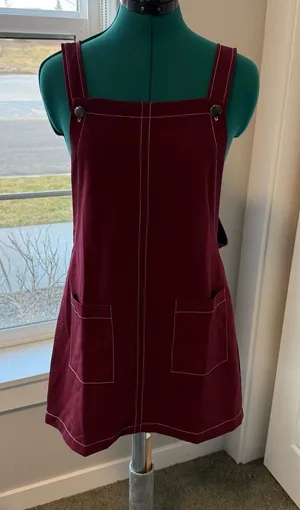 Forever 21 Maroon and White Overalls Jumper Academia Americana Oktoberfest Medium thumbnail 1