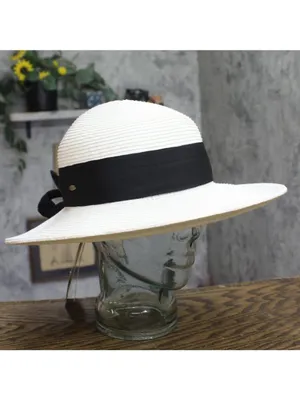 NWT Scala Womens Paper Braid Hat with Dimensional Brim LP149 White thumbnail 2